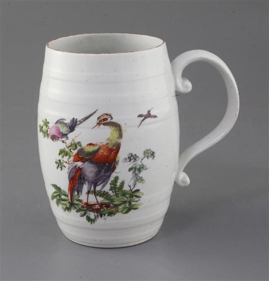 A Derby barrel-shaped cider mug, c.1760-5, h. 14.5cm